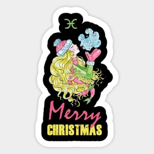 Merry Christmas Pisces Winter Holidays Sticker